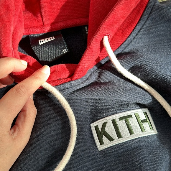 KITH unisex navy colorblock hoodie M - Picture 2 of 3